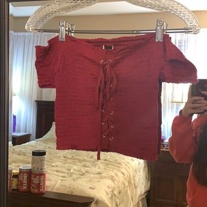 Windsor Red stretchy Corset style crop